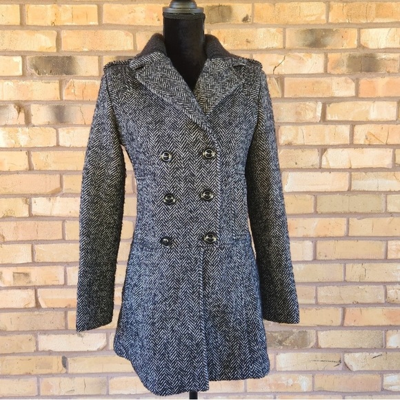 Guess Jackets & Blazers - Vintage Guess Tweed Herringbone Pea Coat